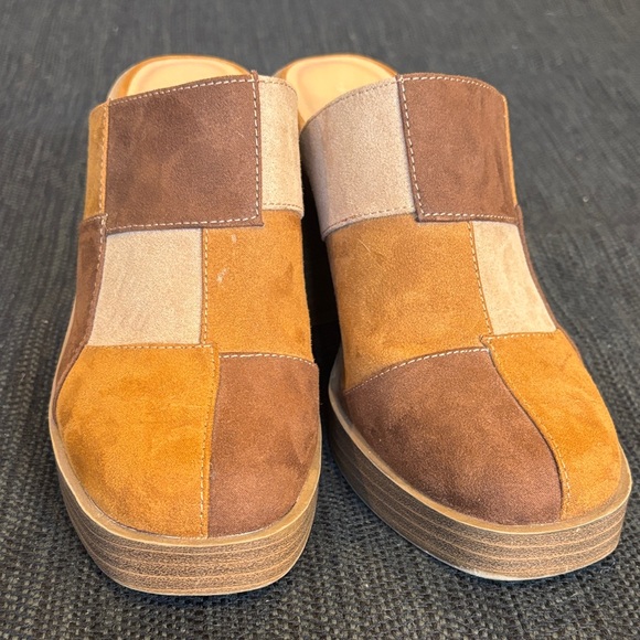 Universal Thread Tess Heels Mule Platform Patchwork Shoes - Brown - Womens 8.5 - Picture 3 of 12